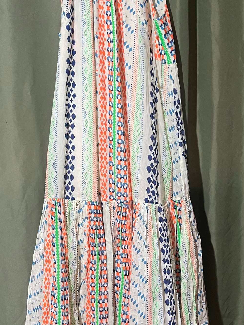 Lane Bryant White Maxi Dress with Coral, Navy & Lime Stripes
